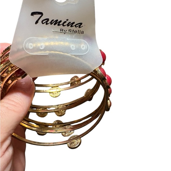 Tamina by Stella Chic Gold and Red Beaded Bracelet 9 separate bracelets - Picture 2 of 4